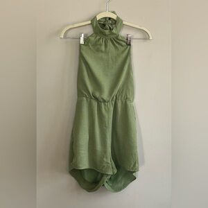 The Standard halter neck rayon olive green romper size small